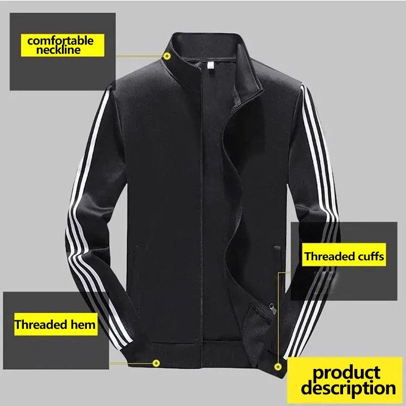 Jaket Áo Khoác Nam Màu Đen Trơn Size s-2xl