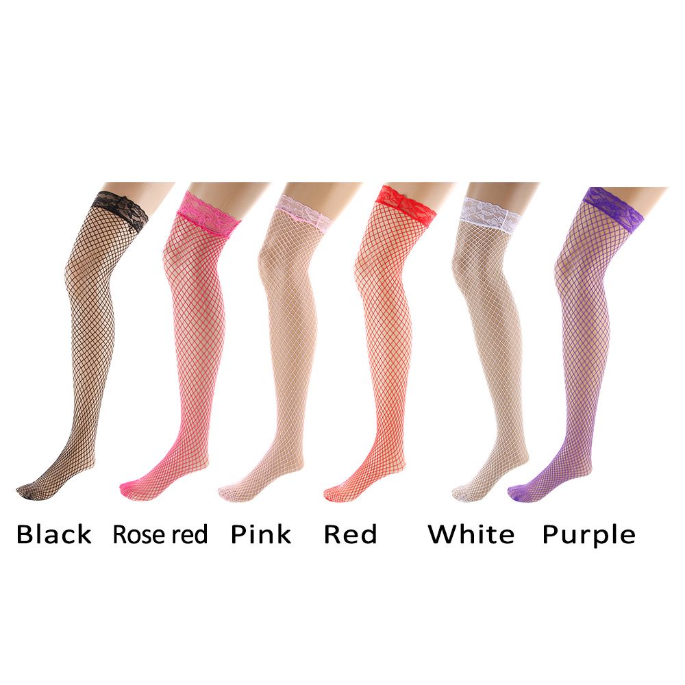 CLEVER Sexy Fishnet Stocking Jacquard Women Lingerie Knee High Stockings Thigh Sheer Elastic Pantyhose Plus Size Tights Hollow Out Mesh/Multicolor
