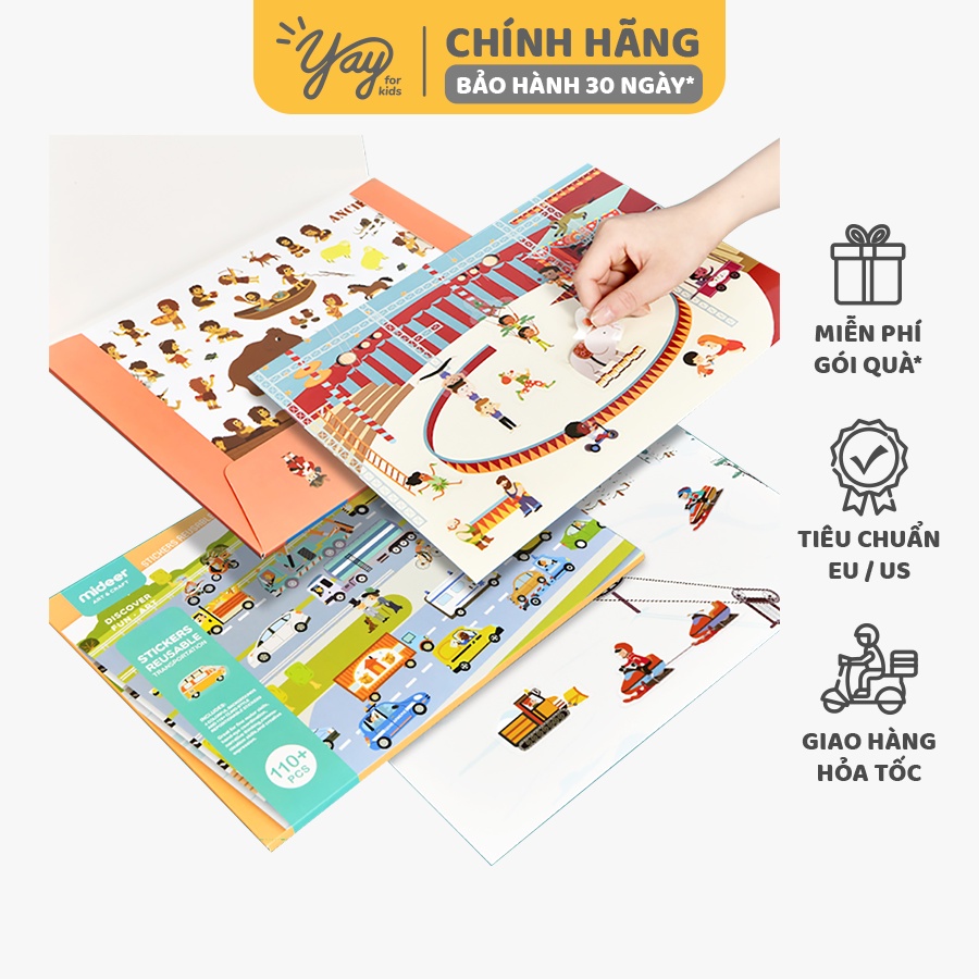Hình Dán Dùng Được Nhiều Lần cho trẻ từ 3+- Reusable Sticker Mideer