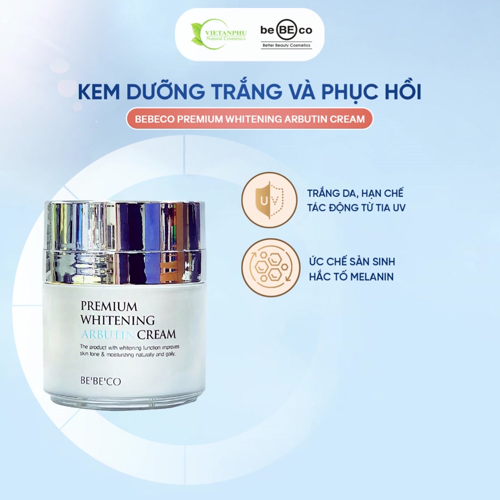 Kem trắng da tức thì và phục hồi da cao cấp ngăn chặn lão hóa, mờ vết thâm nám tàn nhang BEBECO Whitening Arbutin | BigBuy360 - bigbuy360.vn