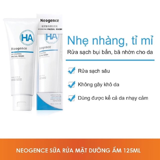 (sẵn )Sữa rửa mặt dưỡng ẩm trắng da neogence 125ml