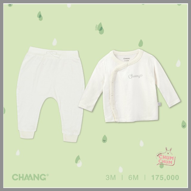 Set Bộ Dài Cotton Cúc Chéo Summer Trắng 0-6M Chaang Babychumchum
