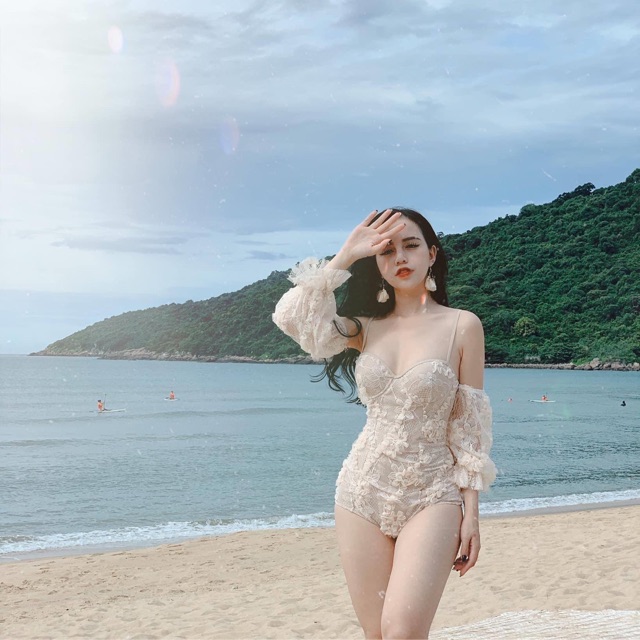 Bikini ren đi biển 1 mảnh giấu bụng chụp hình siêu xinh - Quảng Châu loại 1