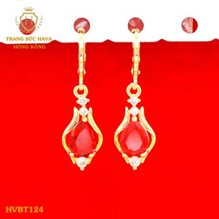 Bông Tai, Khuyên Tai Nữ Dáng Dài Xi Mạ Vàng Non Cao Cấp - Trang Sức Hava Hong Kong - HVBT124