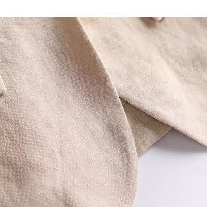 Áo vest blazer linen nữ dáng lửng ve ngóc tay lỡ trẻ trung