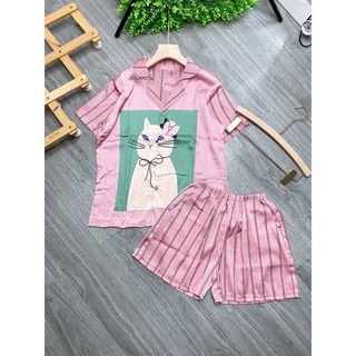 Bộ pyjama đùi lụa latin freesize có túi