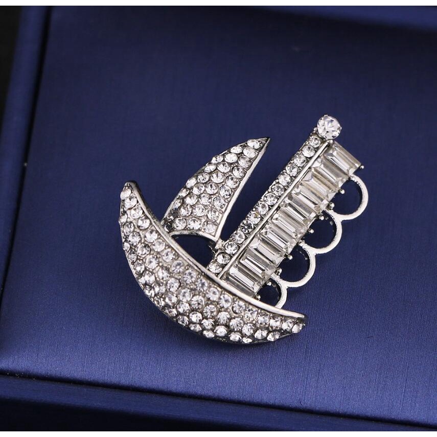 Ghim Cài Áo Hình Thuyền Buồm Đính Đá Thời Trang Nhật Hàn Cho Nam Nữ