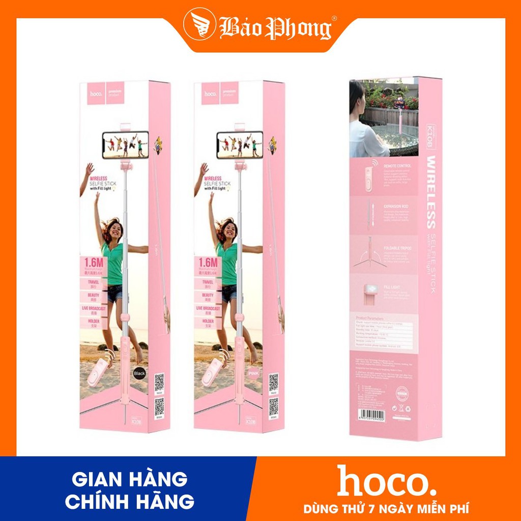 Gậy chụp ảnh bluetooth kèm điều khiền HOCO K10B - dài 1m6 - chính | BigBuy360 - bigbuy360.vn