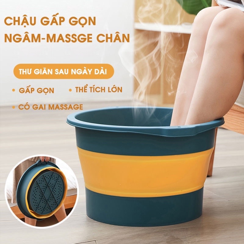 Chậu Ngâm Chân Gấp Gọn Silicon Massage Chân Thư Giãn Size To Thau Gấp Gọn Thông Minh Tiện Ích Gia Đình Cam Homeware