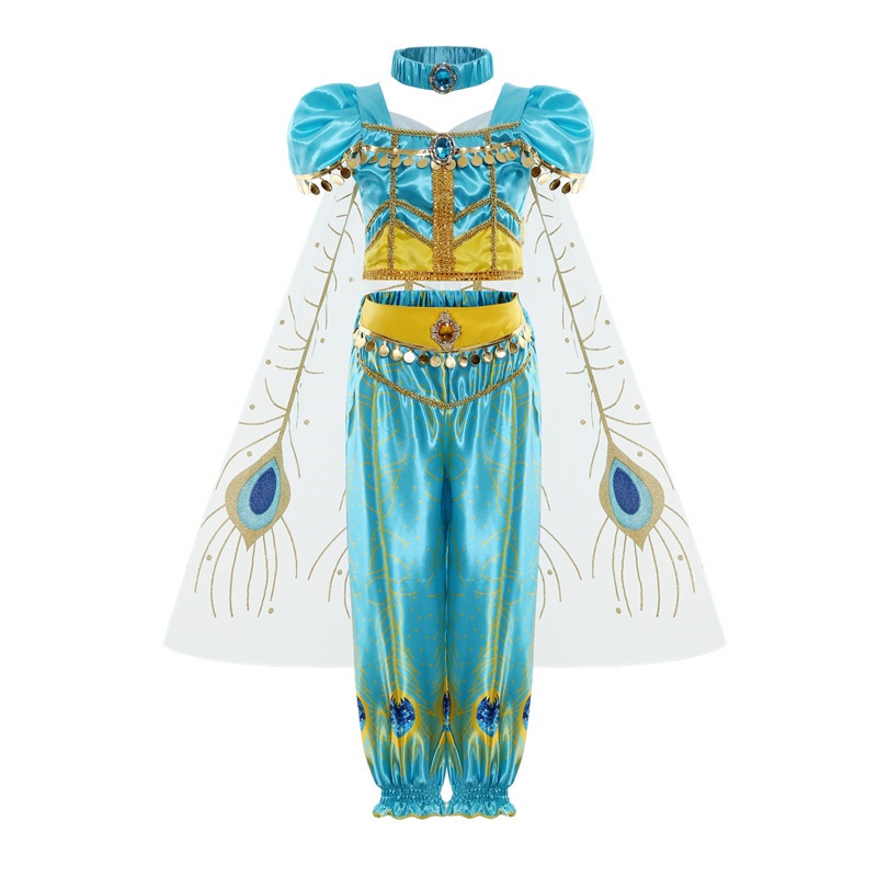 Công chúa jasmine dress halloween costume aladdin new jasmine children's set princess dress jasmine new dress