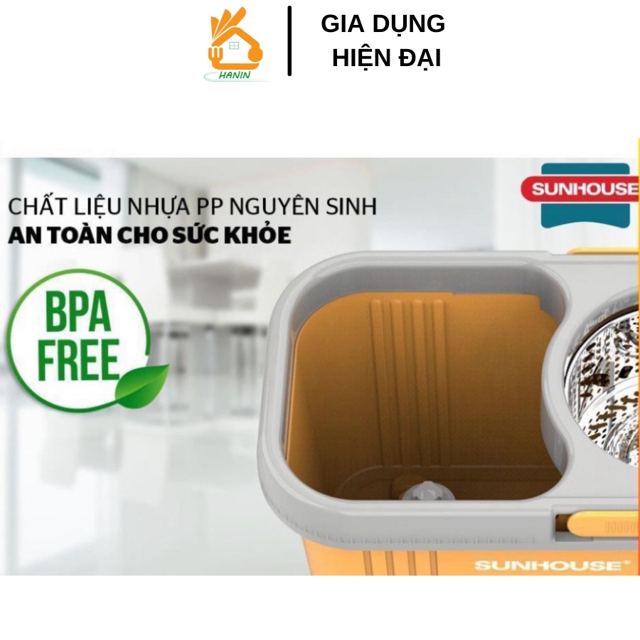 Bộ Lau Nhà Xoay 360 Độ, Cây Lau Nhà 360 SUNHOUSE KS-CL350PO, Bảo hành 6 Tháng, Hàng Chính Hãng