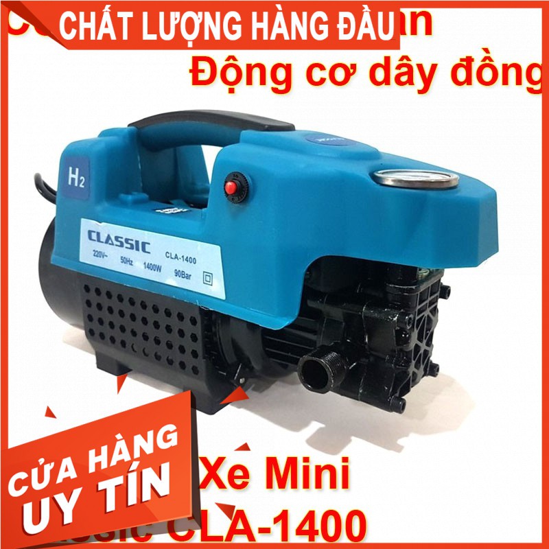 Máy rửa xe gia đình áp lực cao Classic1400 chính hãng - Tự hút phun nước vệ sinh xe máy, ô tô. BH 6 tháng