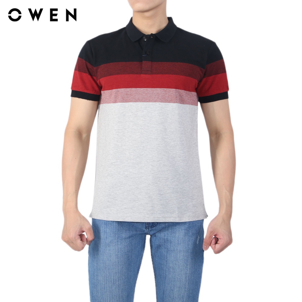 Áo polo ngắn tay Nam Owen Cotton Bodyfit Ghi xám - APV23698