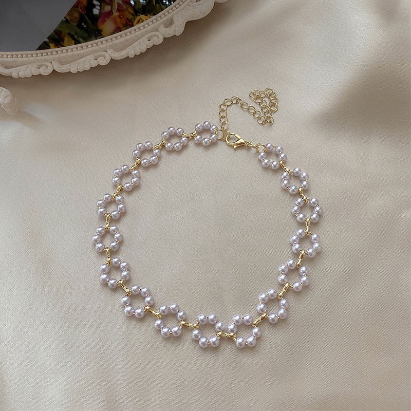 Vòng cổ choker đính hạt ngọc trai nhân tạo thanh lịch thời trang dành cho nữ