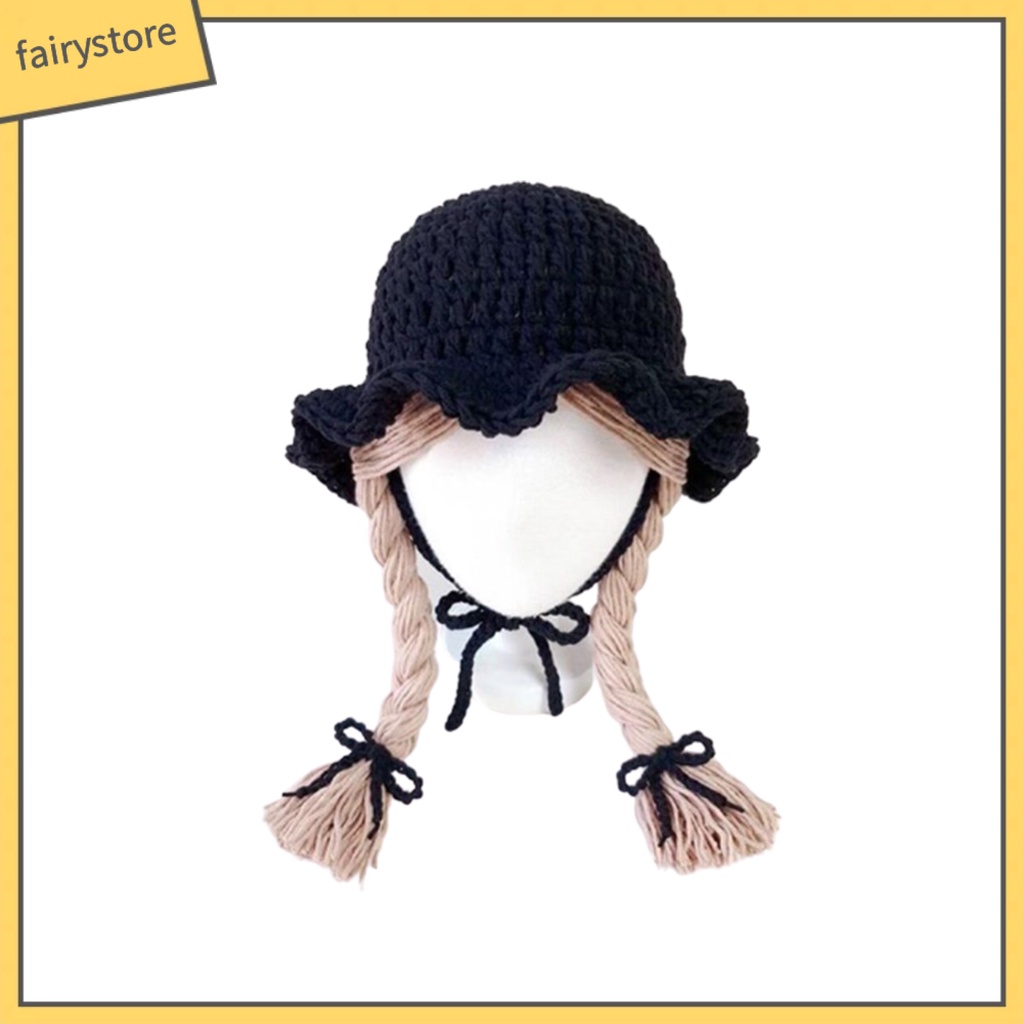 Mũ Dệt Kim Phối Tóc Giả Cho Bé Gái