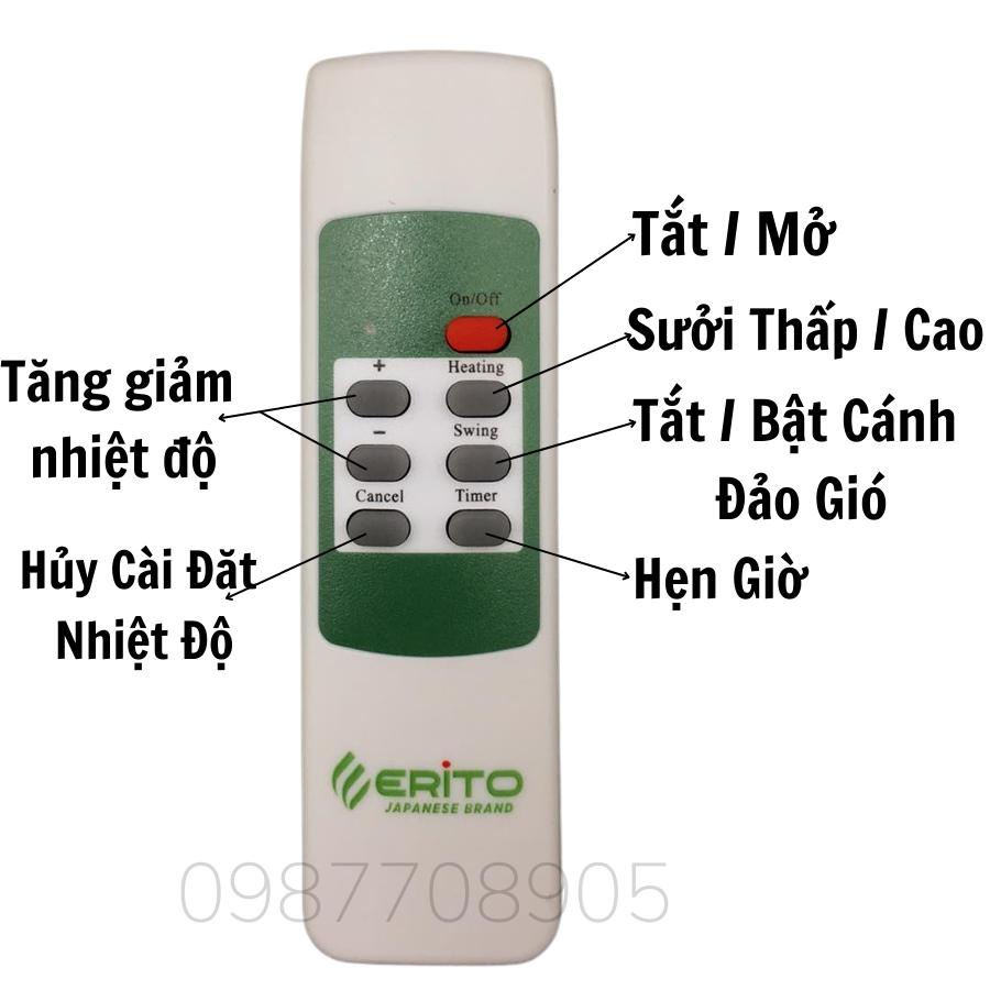 Máy sưởi gốm Erito HCB131R-NV - Máy Điện Tử - BH 12 Tháng