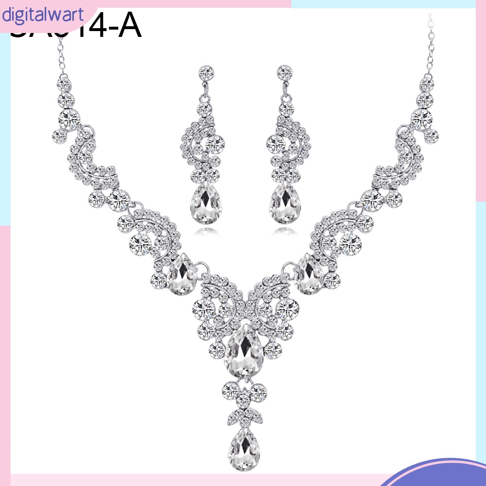 Bộ dây chuyền và khuyên tai đính đá phong cách sành điệu cho nữ