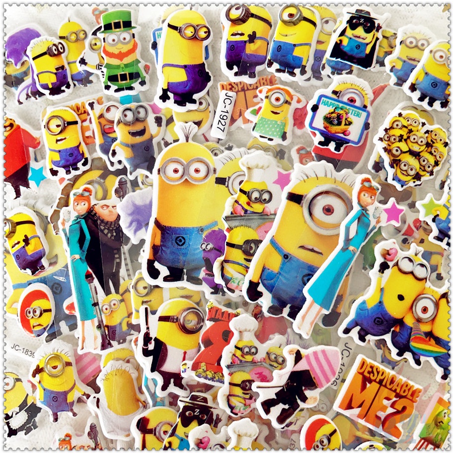 ❀ Hình Dán Phần Thưởng Tự Làm Minions Q-1 ❀ 1 Miếng Dán Bong Bóng 3D Bằng PVC Chống Nước