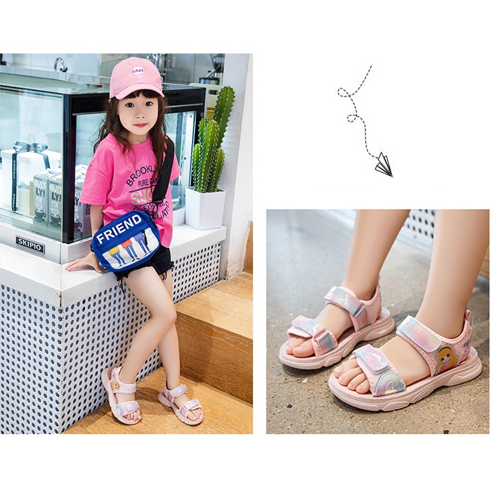 Sandal bé gái in hình công chúa - Xăng đan đi học cho bé gái - Mẫu mới HQ102