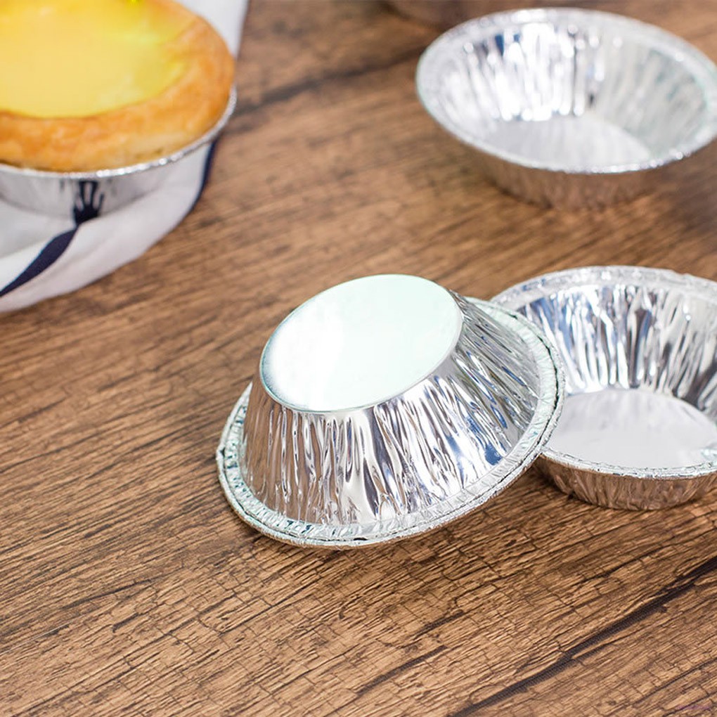 100pcs Disposable Round Egg Tart Mold Aluminum Foil Cups Baking Cookie Pudding Cupcake Mould fashionroad.vn