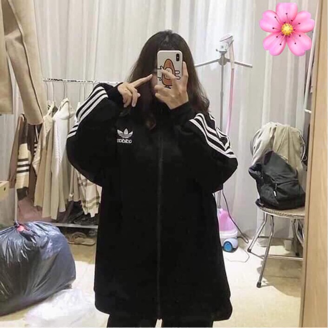 Áo khoác thể thao nỉ bông 3 sọc form thụng Unisex | BigBuy360 - bigbuy360.vn