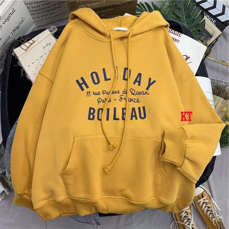 áo hoddie nỉ bông holiday, áo hoodie nỉ to rộng