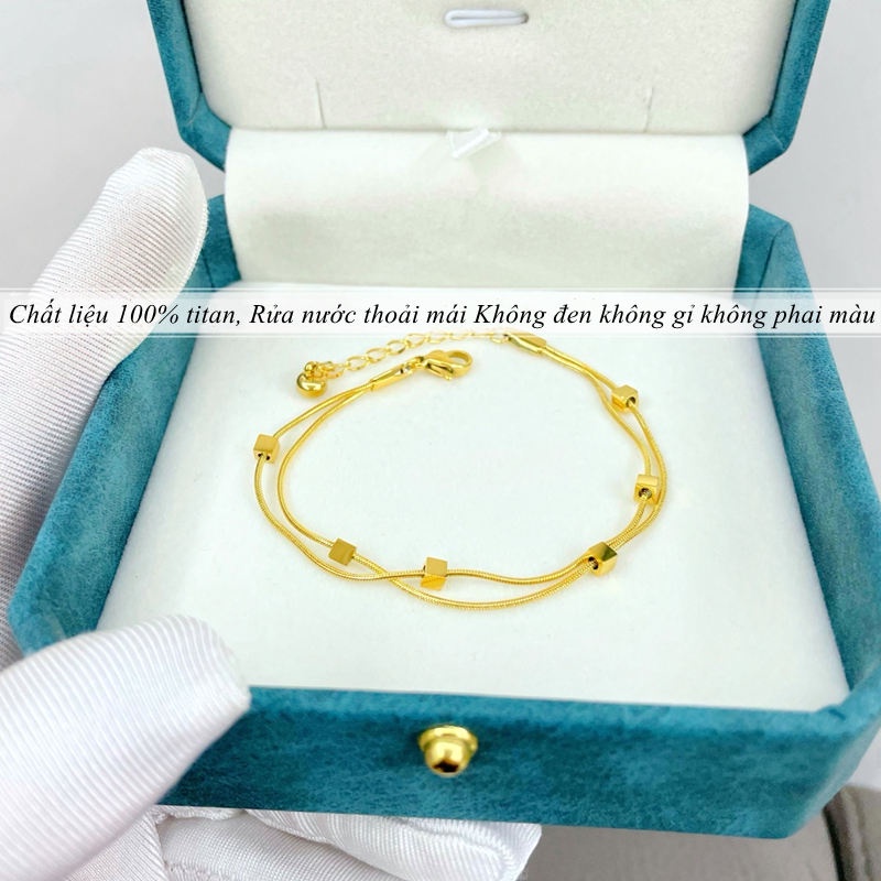 Lắc tay titan không gỉ thiết kế 2 lớp thời trang phong cách hàn quốc mẫu mới