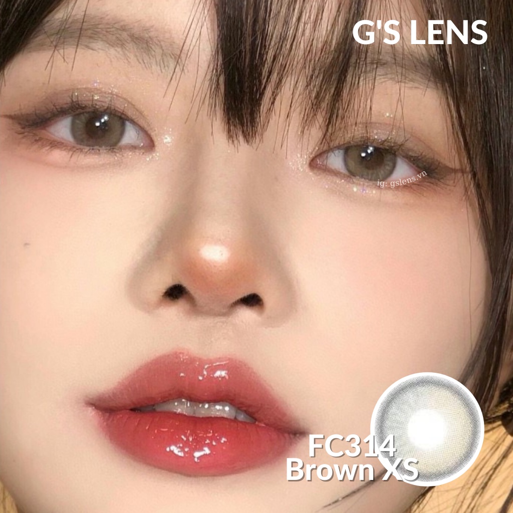 Lens Mắt Kính Áp Tròng Nâu Tự Nhiên Vân Xước Không Giãn Size Xs 14mm Có 0 Đến 6 Độ Cận FC314 Brown G'S LENS