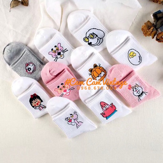 Tất vớ cổ cao nữ vớ cổ cao nam ulzzang Maruko Style Hàn Quốc ngộ nghĩnh