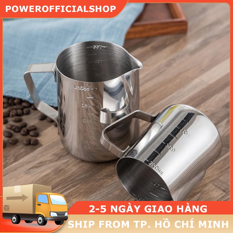 350-600ml Ca đánh sữa Cốc ca đánh sữa inox (100% inox 304) cà phê Espresso Milk Frother