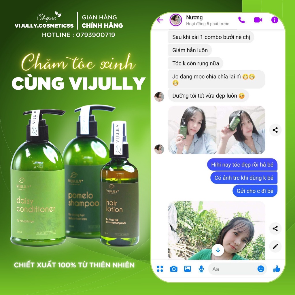 Combo 5 chai xịt tinh dầu bưởi Vijully chính hãng tiết kiệm giúp tóc nhanh dài, giảm rụng tóc ( tặng kèm quà xinh )