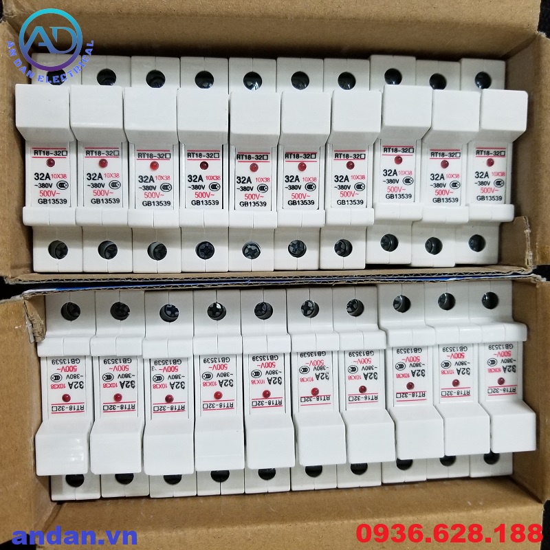 Đế Cầu Chì Sứ RT18-32, Ruột cầu chì sứ RT18 RO15 10x38 1A, 2A, 3A, 4A, 5A, 6A, 8A, 10A, 16A, 20A, 25A, 32A