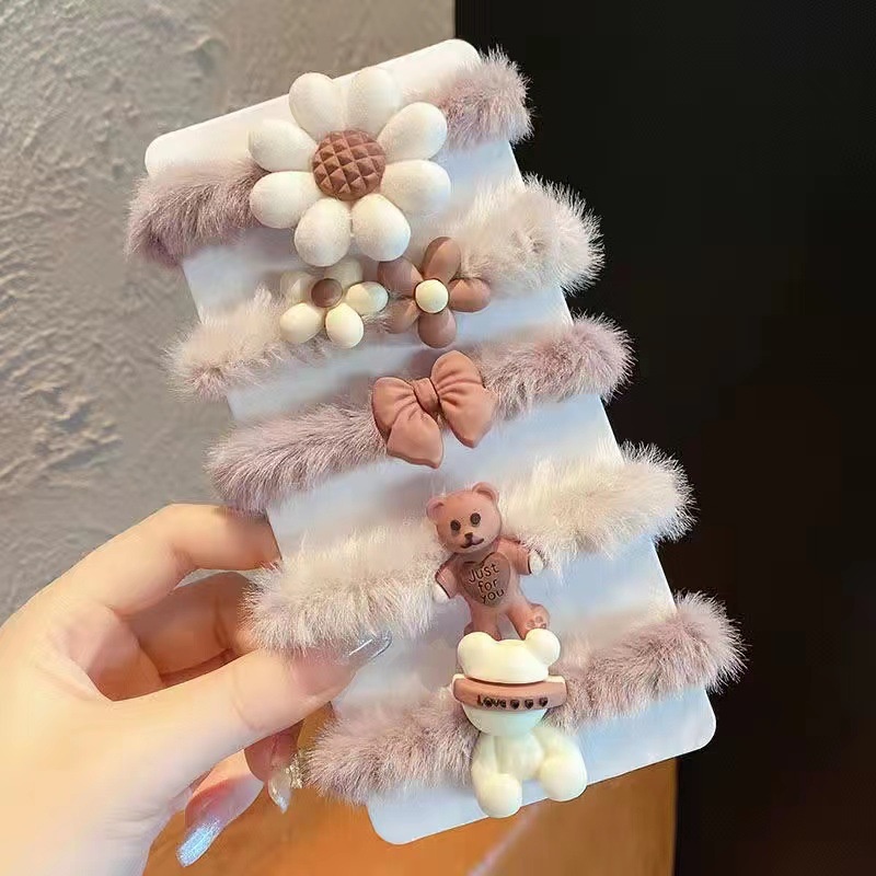 Set 5 dây buộc tóc đính charm ngộ nghĩnh - UniLabel