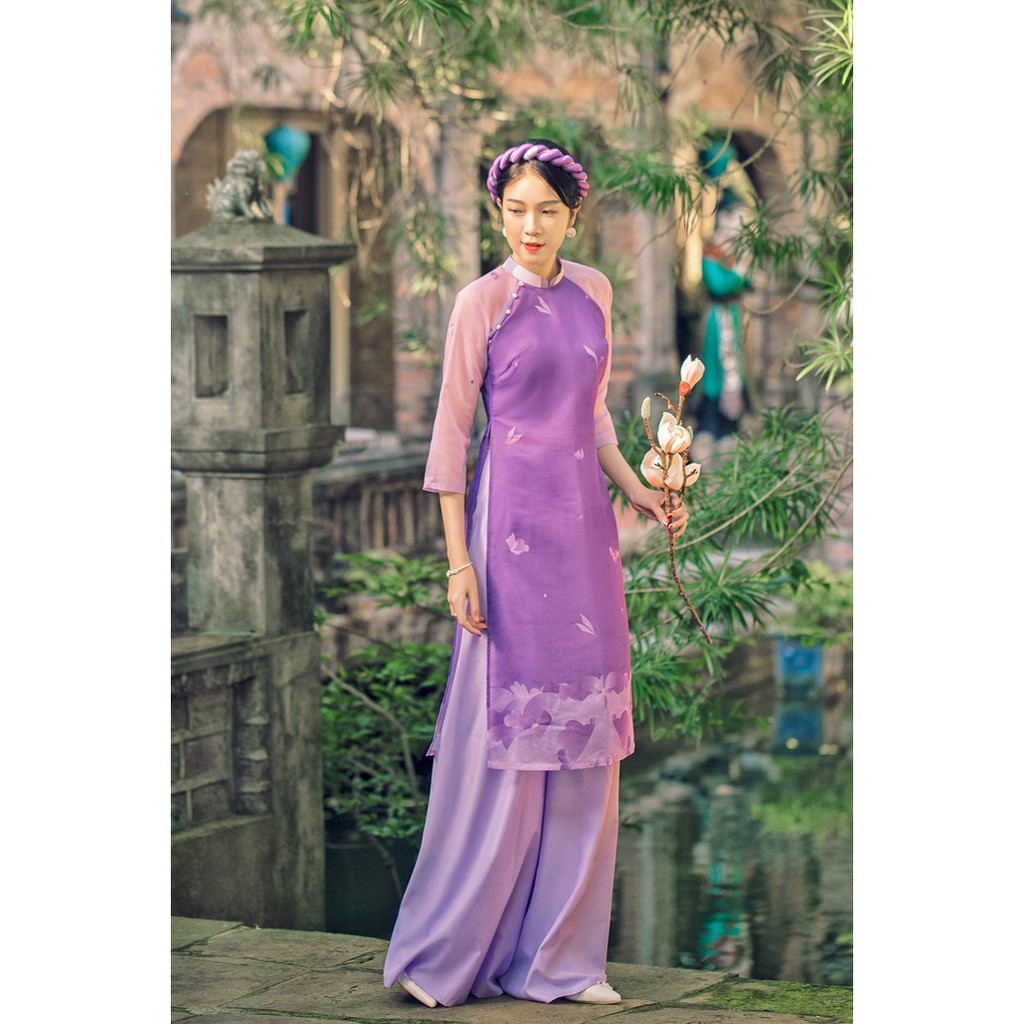 Sumire Store Áo dài Dáng xưa Diên Phúc Tím Huế