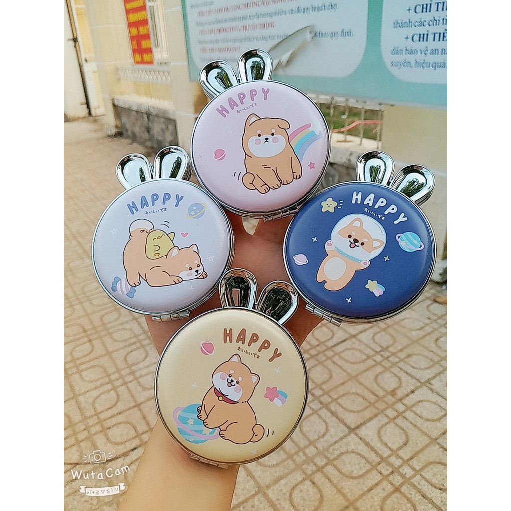 Gương trang điểm cầm tay 2 mặt có tai thỏ nhiều mẫu cute