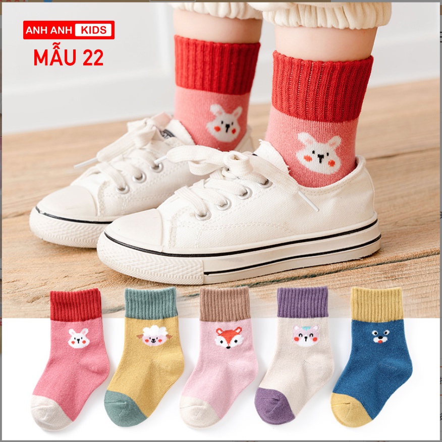 [ Hot 2021] Set 5 đôi Tất cao cấp cho bé - tất trẻ em chất cotton hàng xuất khẩu- Anhanhkids, Anhanhhome - Mẫu 1