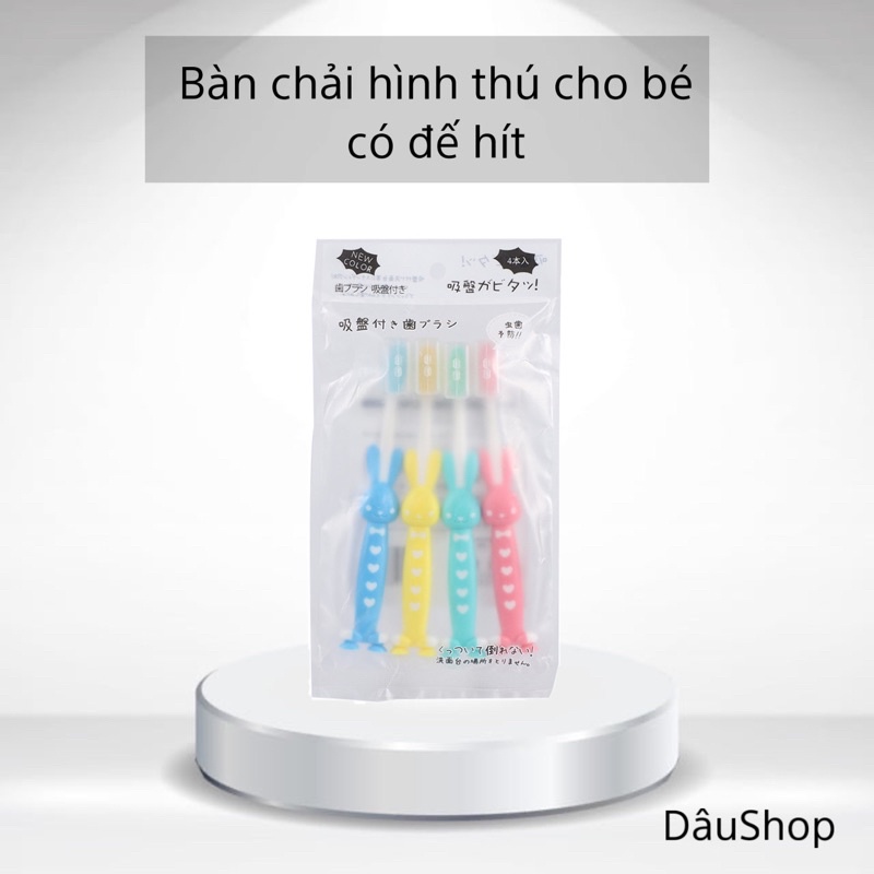 Bàn chải hình thú cho bé có đế hít