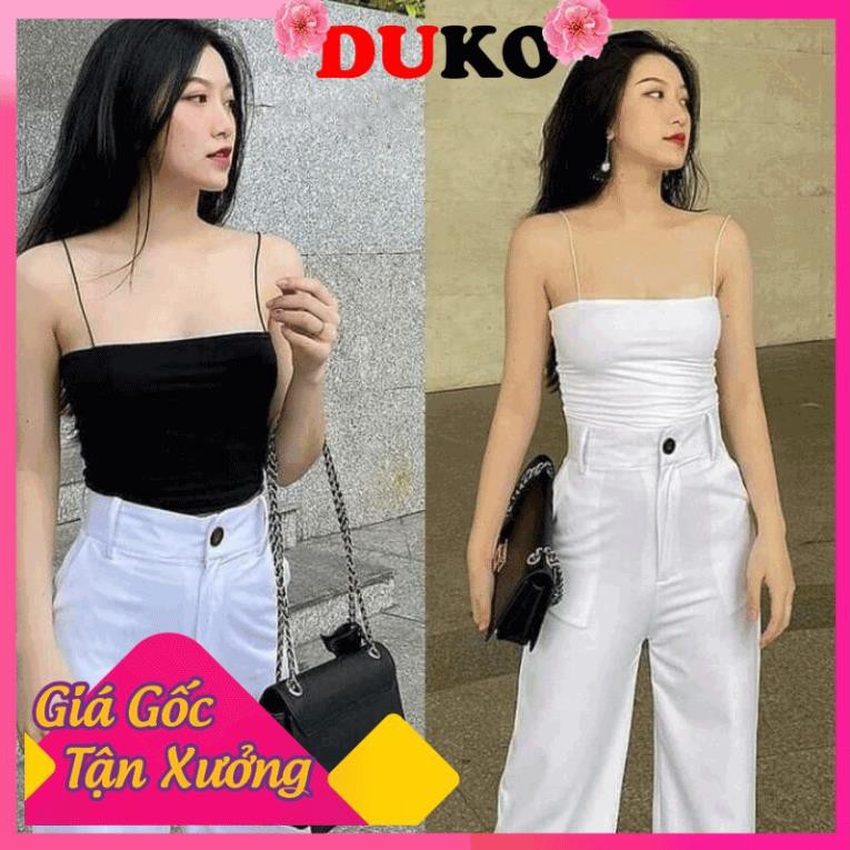 Áo hai dây nữ croptop bản to sợi bún dáng ôm body đẹp DUKO FASHION