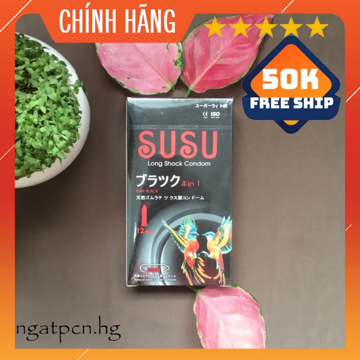 Bao cao su SUSU 4 in 1 Kéo dài thời gian - Phát hiện bệnh tình dục (Hộp 12c)