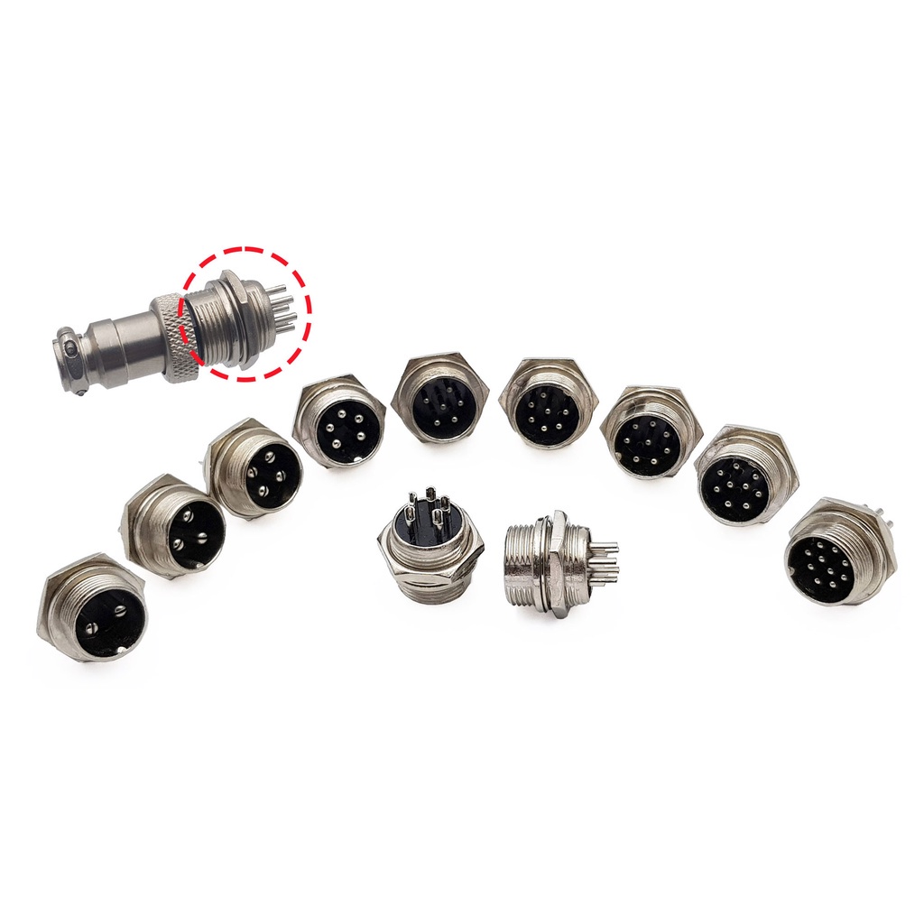 Đầu nối tròn GX12 đầu cái - đầu đực / 2 - 3 - 4 - 5 - 6 - 7 chân