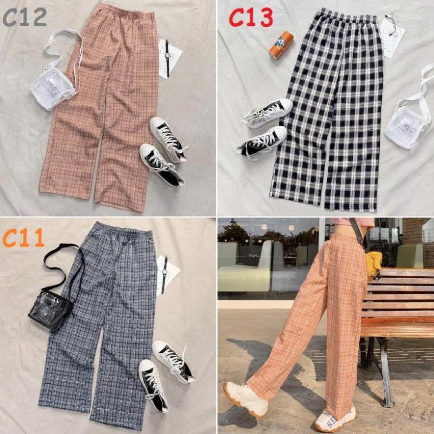 Quần CARO ỐNG RỘNG 12 Màu Unisex