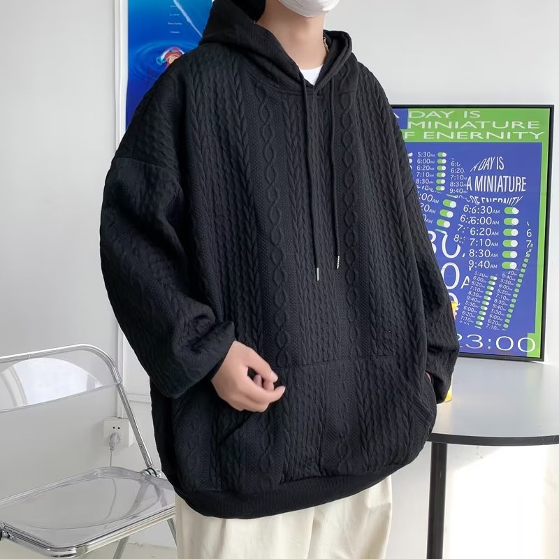 Áo Hoodie Màu Trơn Dáng Rộng Thời Trang Vintage Đơn Giản Cho Nam Nữ