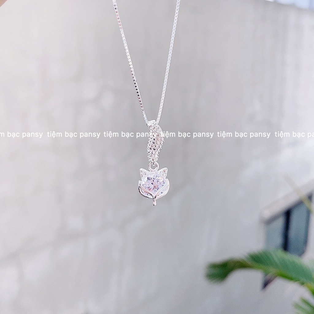 Dây chuyền bạc nữ PANSY mặt hồ ly tình duyên, vòng cổ bạc đẹp đính đá cao cấp