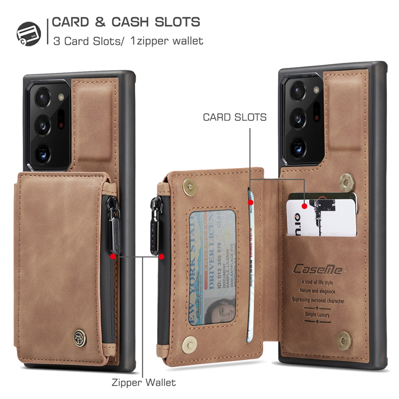 Ốp điện thoại bằng da chất lượng cao có ví đựng thẻ cài nút cho SAMSUNG NOTE10 PLUS NOTE 20 S21 S20 FE ULTRA NOTE9