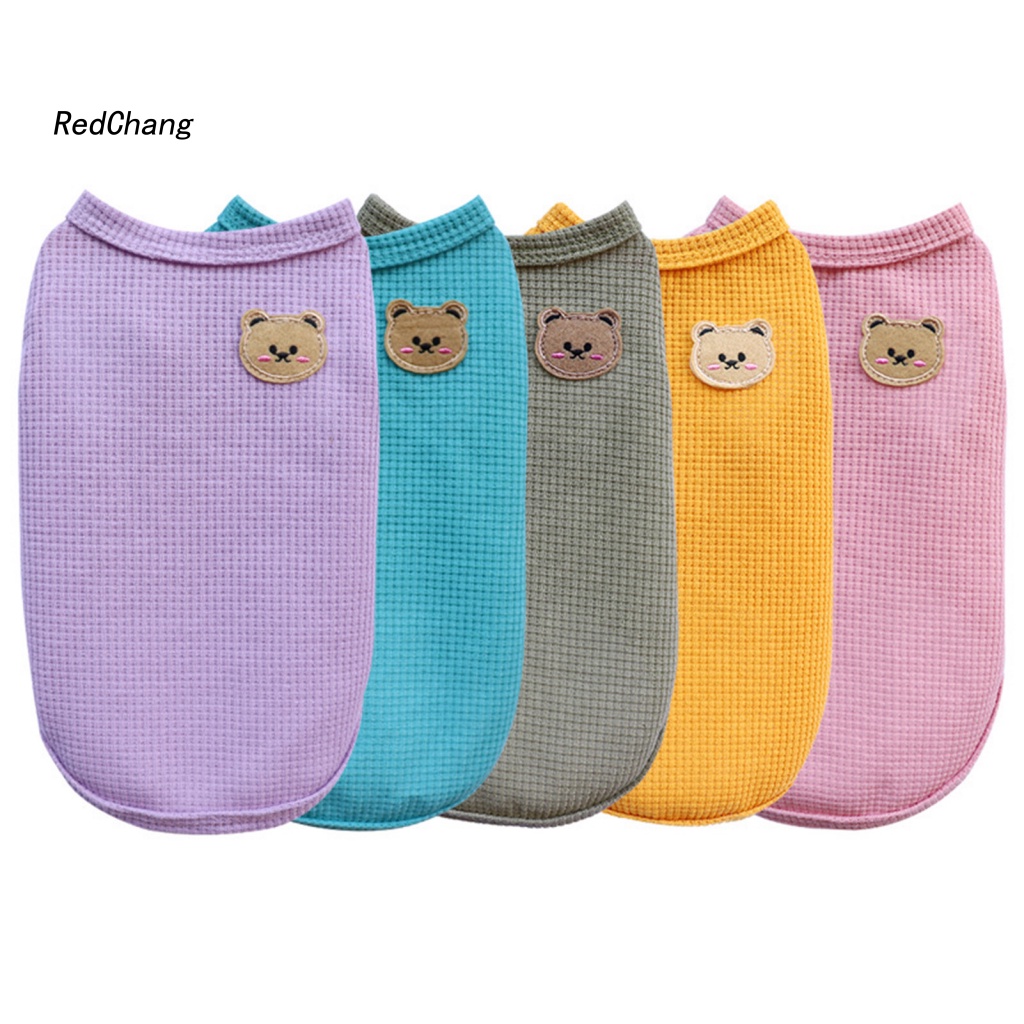 Áo Ba Lỗ Polyester In Họa Tiết Gấu Waffle Thoải Mái Thời Trang Mùa Hè Cho Cún Cưng