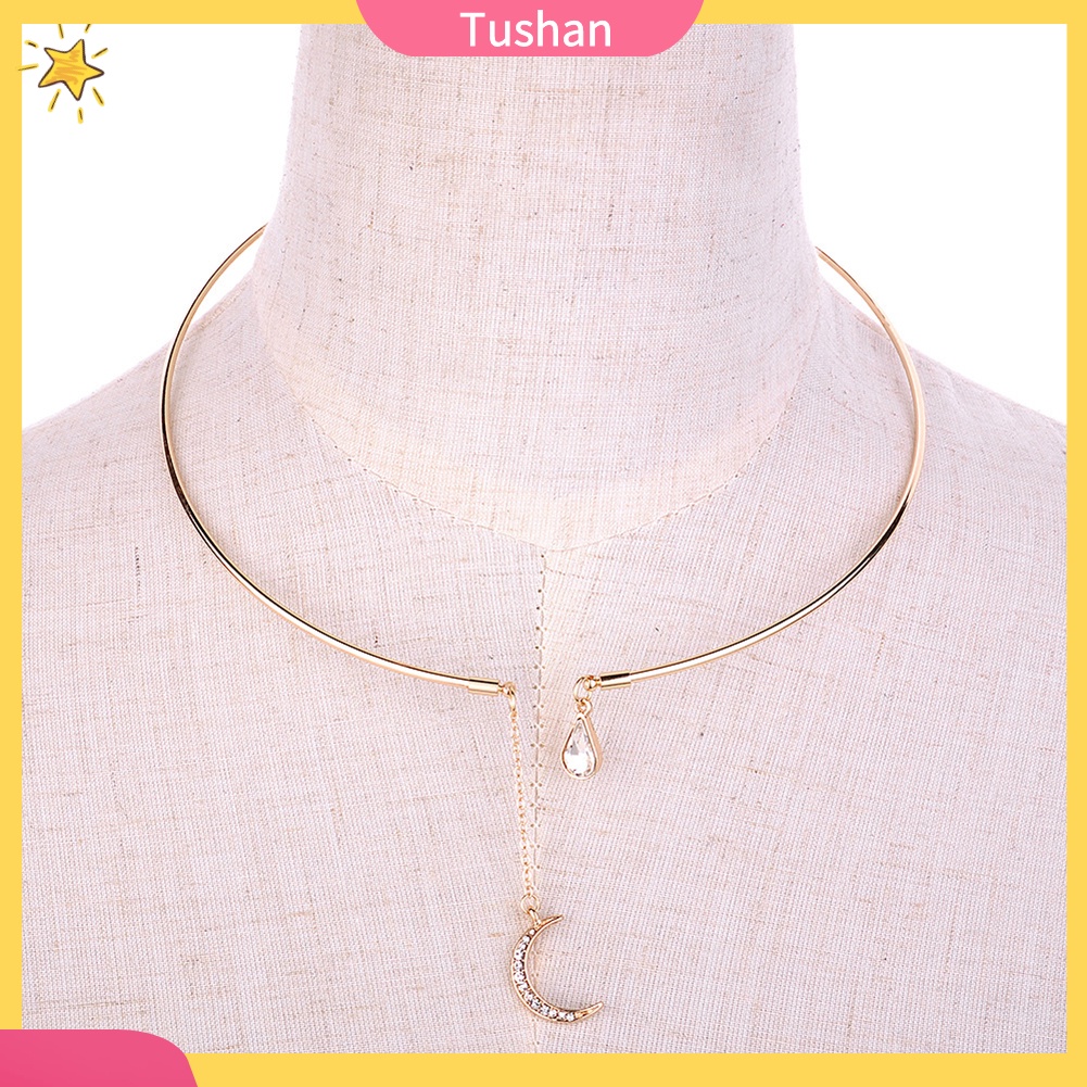 Vòng cổ choker mặt trăng lưỡi liềm tush _ đính đá