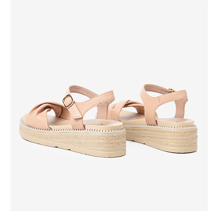 Sandal đế xuồng Dusto quai nơ xinh xắn, đế cao 4cm