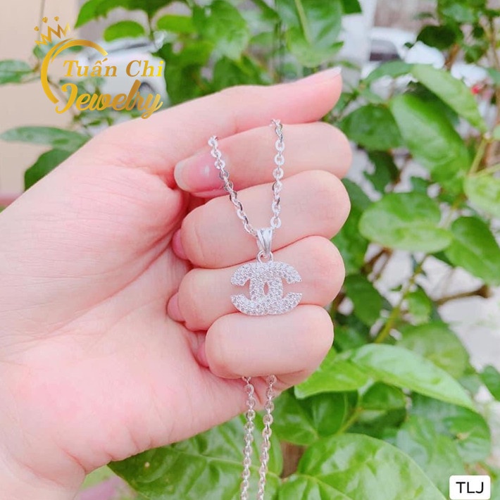 HÀNG CHUẨN Dây Chuyền Nữ, Vòng Cổ Hình Chữ Bạc, Đính Đá Nổi Bật, Sang Trọng