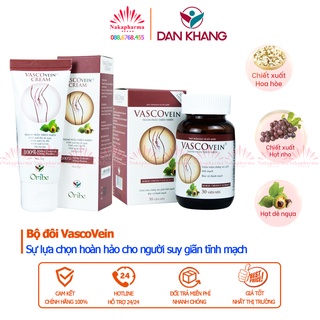 Viên uống VascoVein Vasco Vein – Bảo vệ thành mạch, giảm suy giãn tĩnh mạch, giảm tê đau phù chân tay Kem bôi Vascovein