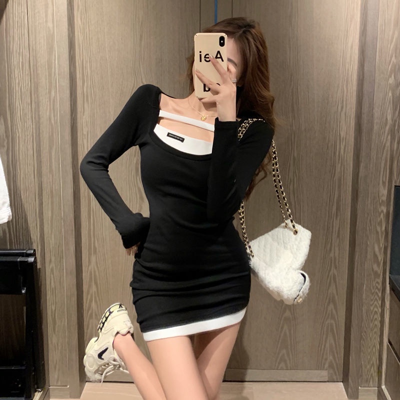 COZOK Đầm Tay Dài Dáng Ôm Thời Trang Quyến Rũ Cho Nữ